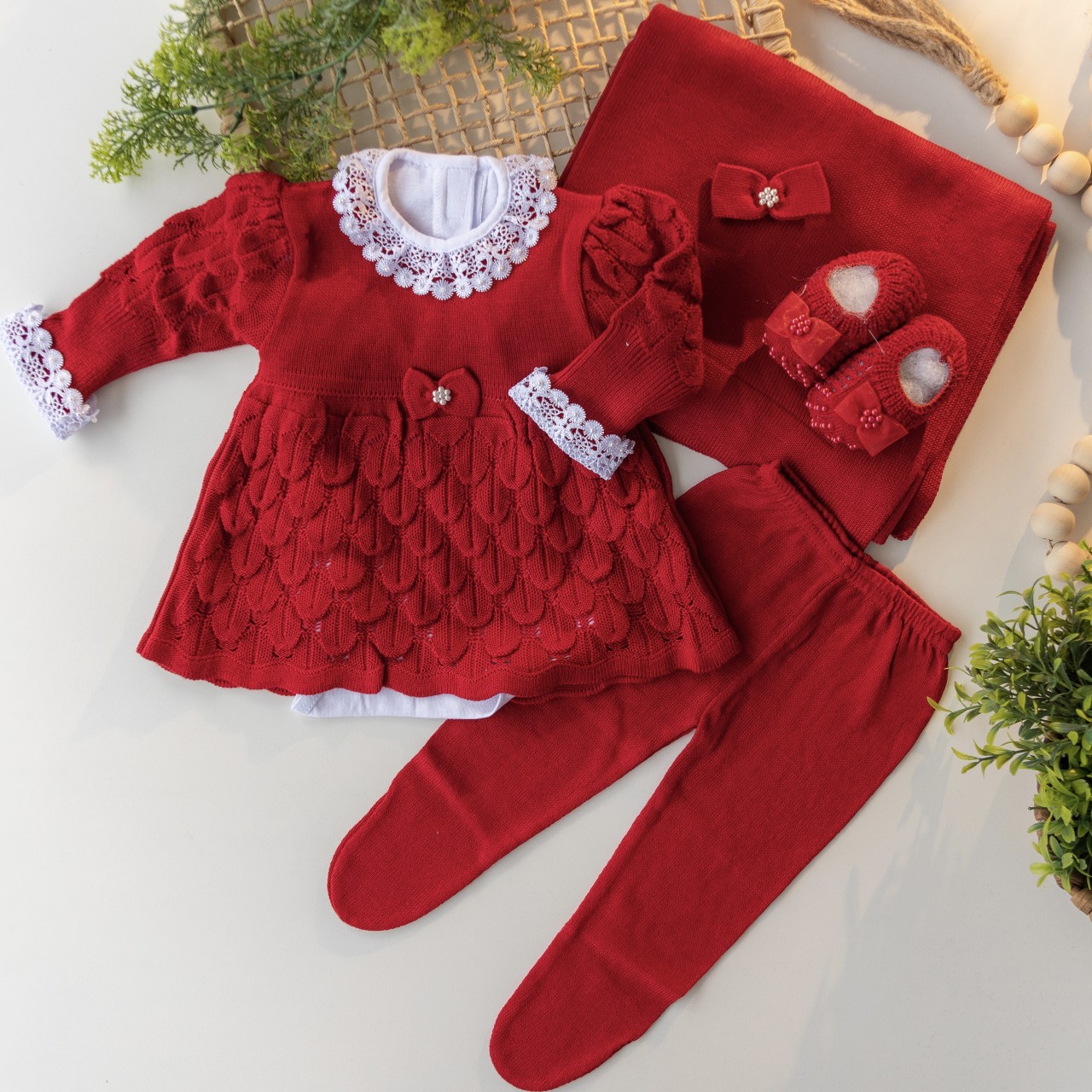   Saída de maternidade Bela- Vermelho Sapatilha